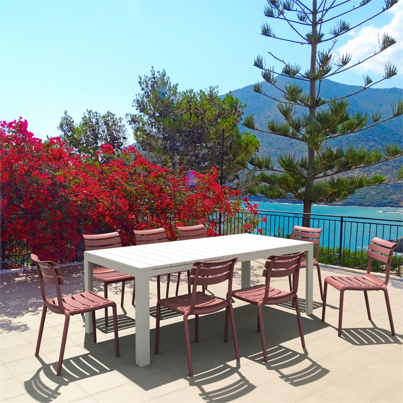 Compamia Atlantic 55-83 inch Extendable Dining Table in White finish