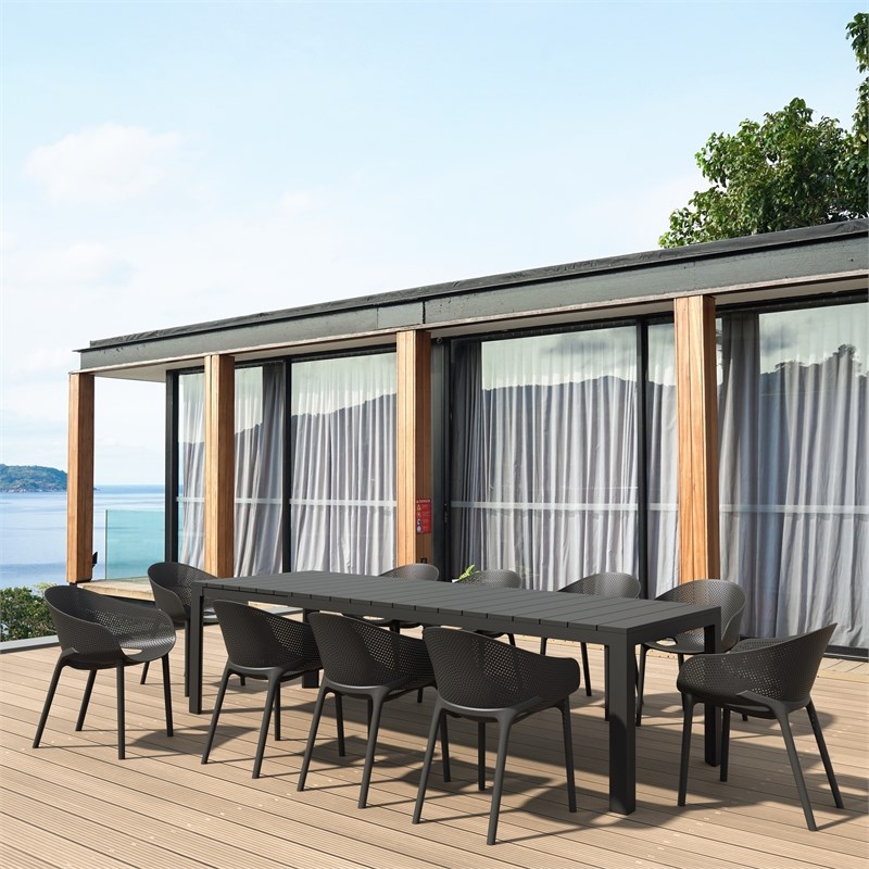 Compamia Atlantic XL 83-110 inch Extendable Dining Table in Black finish