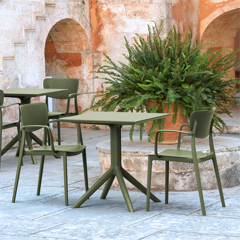 Compamia Loft Bistro Set 3 Piece with 27 inch Table Top Olive Green