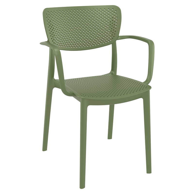 Compamia Loft Round Bistro Set 3 Piece with 24 inch Table Top Olive Green