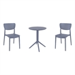 Compamia Lucy Round Bistro Set 3 Piece with 24 inch Table Top Dark Gray