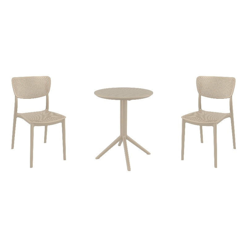Compamia Lucy Round Bistro Set 3 Piece with 24 inch Table Top Taupe
