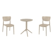 Compamia Lucy Round Bistro Set 3 Piece with 24 inch Table Top Taupe