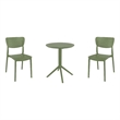 Compamia Lucy Round Bistro Set 3 Piece with 24 inch Table Top Olive Green