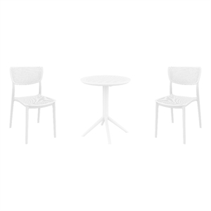 Compamia Lucy Round Bistro Set 3 Piece with 24 inch Table Top White