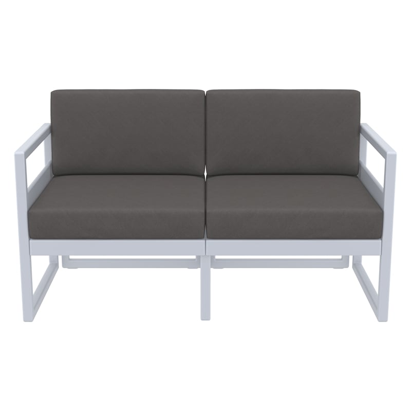 Compamia Mykonos Patio Loveseat in Silver finish with Charcoal Cushions