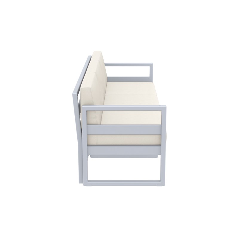 Compamia Mykonos Patio Sofa in Silver finish with Natural Cushions