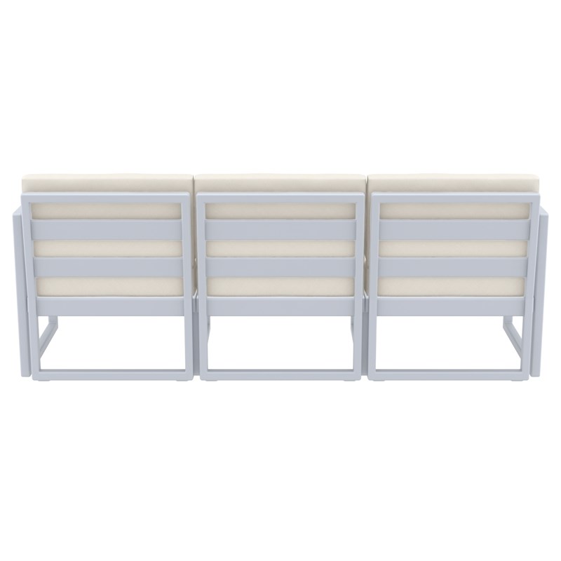 Compamia Mykonos Patio Sofa in Silver finish with Natural Cushions