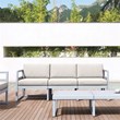 Compamia Mykonos Patio Sofa in Silver finish with Natural Cushions