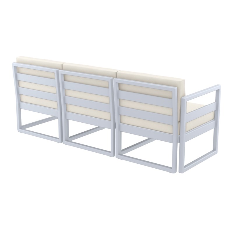 Compamia Mykonos Patio Sofa in Silver finish with Natural Cushions