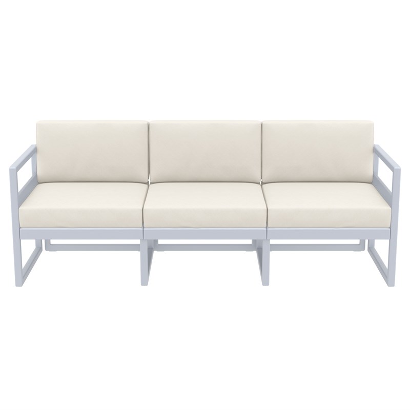 Compamia Mykonos Patio Sofa in Silver finish with Natural Cushions