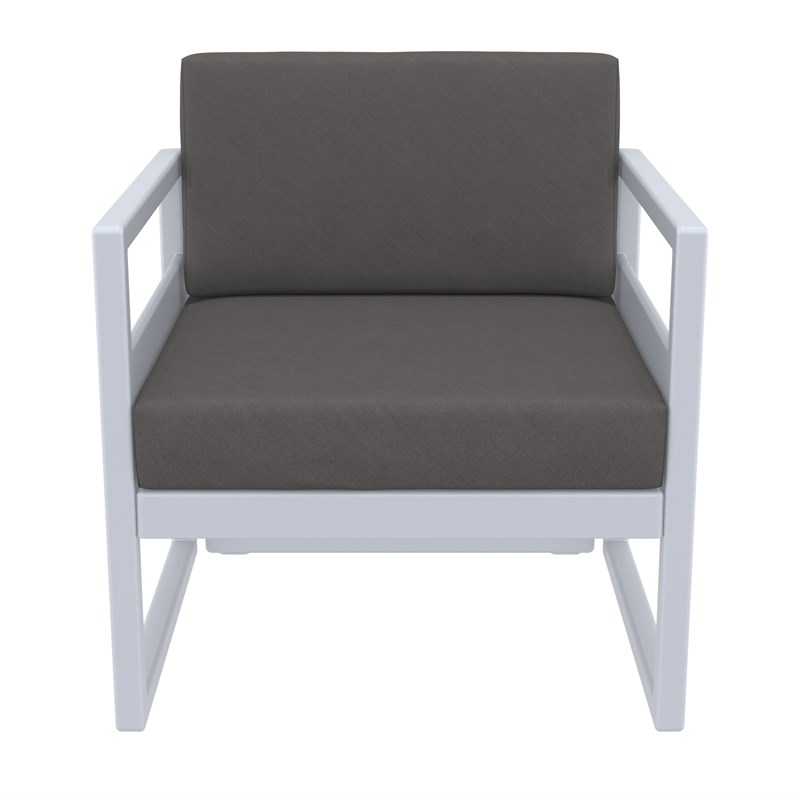 Compamia Mykonos Patio Club Chair in Silver finish with Charcoal Cushions