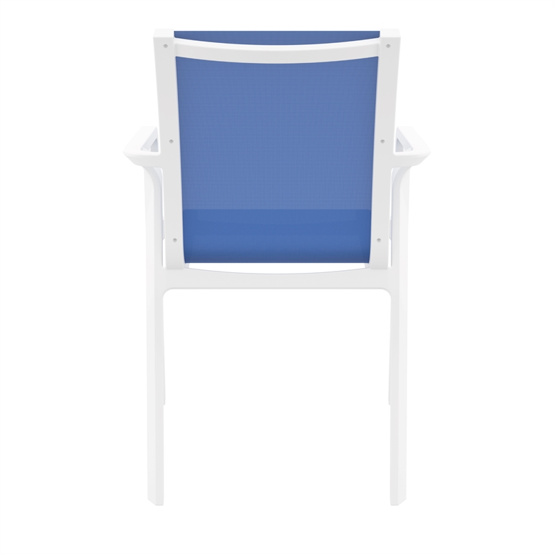 Compamia Pacific Sling Arm Chair in White Frame Blue Sling