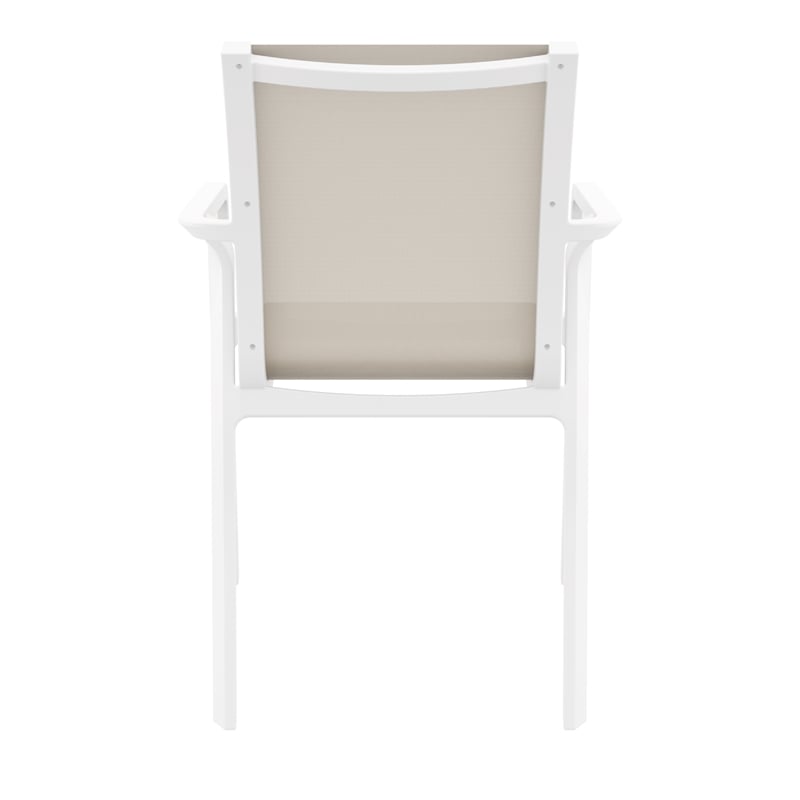 Compamia Pacific Sling Arm Chair in White Frame Taupe Sling