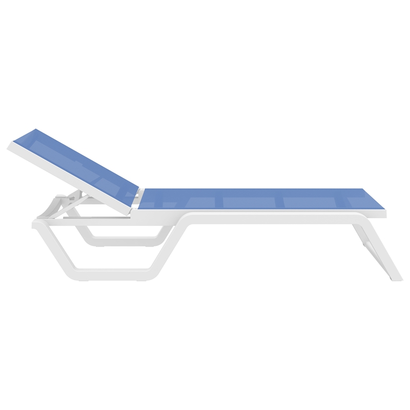 Compamia Rio Sling Chaise in White Frame Blue Sling