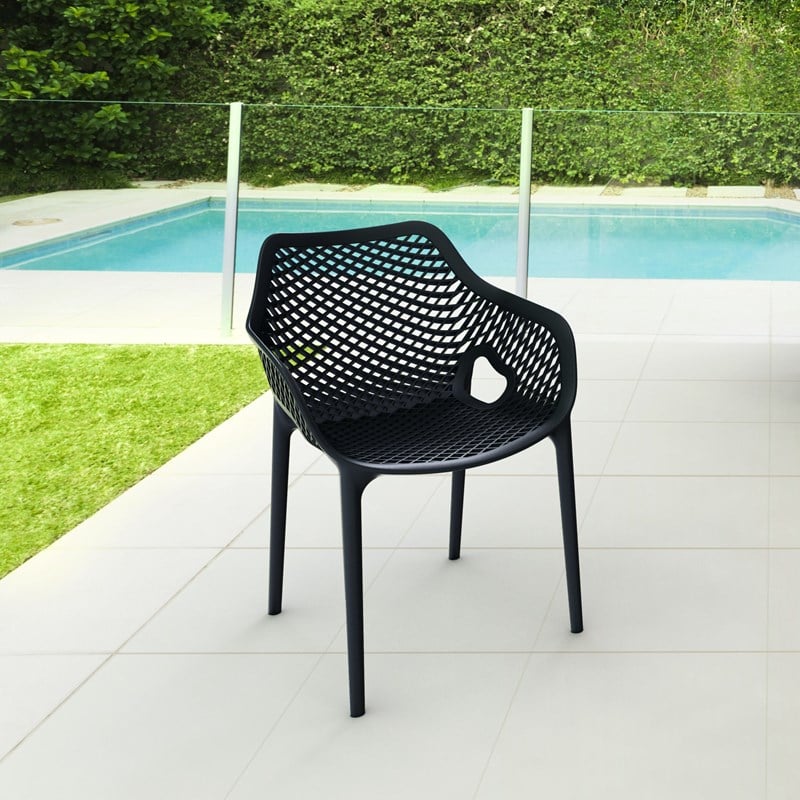 Compamia Air XL Outdoor Patio Dining Arm Chair in Black