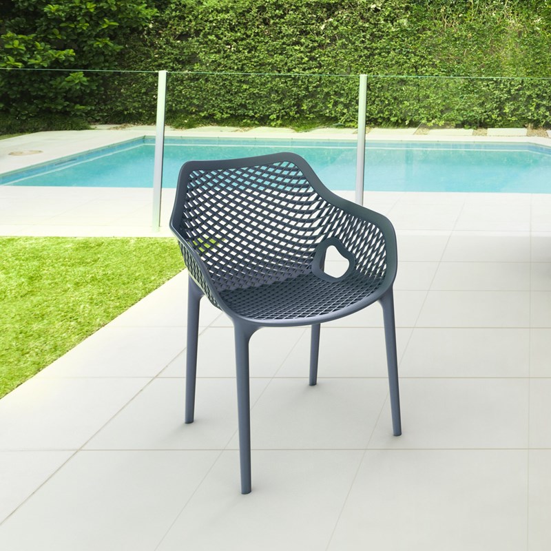 Compamia Air XL Outdoor Patio Dining Arm Chair in Dark Gray