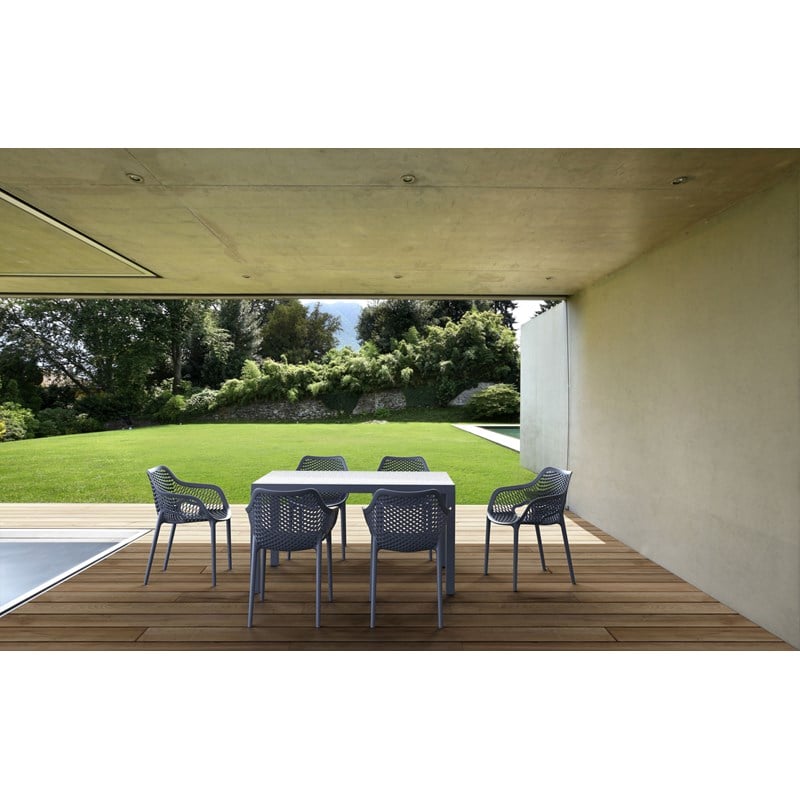 Compamia Air XL Outdoor Patio Dining Arm Chair in Dark Gray