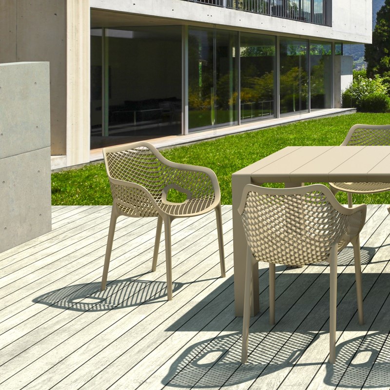 Compamia Air XL Outdoor Patio Dining Arm Chair in Taupe