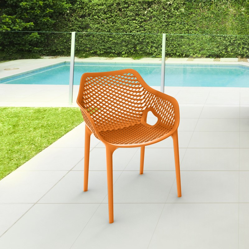Compamia Air XL Outdoor Patio Dining Arm Chair in Orange