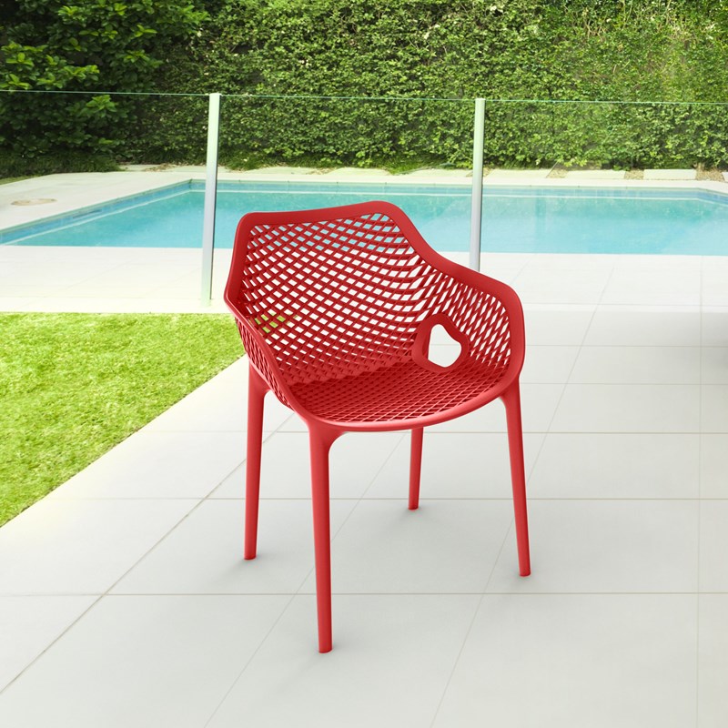 Compamia Air XL Outdoor Patio Dining Arm Chair in Red