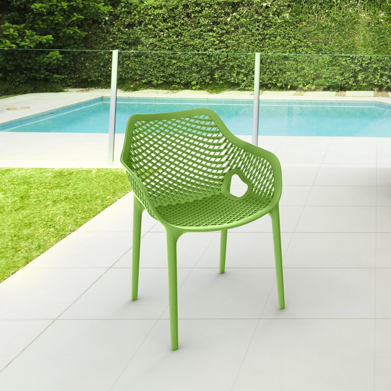 Compamia Air XL Outdoor Patio Dining Arm Chair in Tropical Green