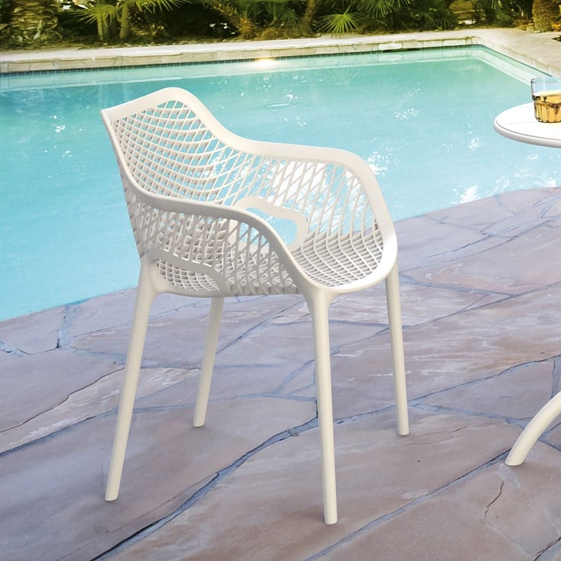 Compamia Air XL Outdoor Patio Dining Arm Chair in White