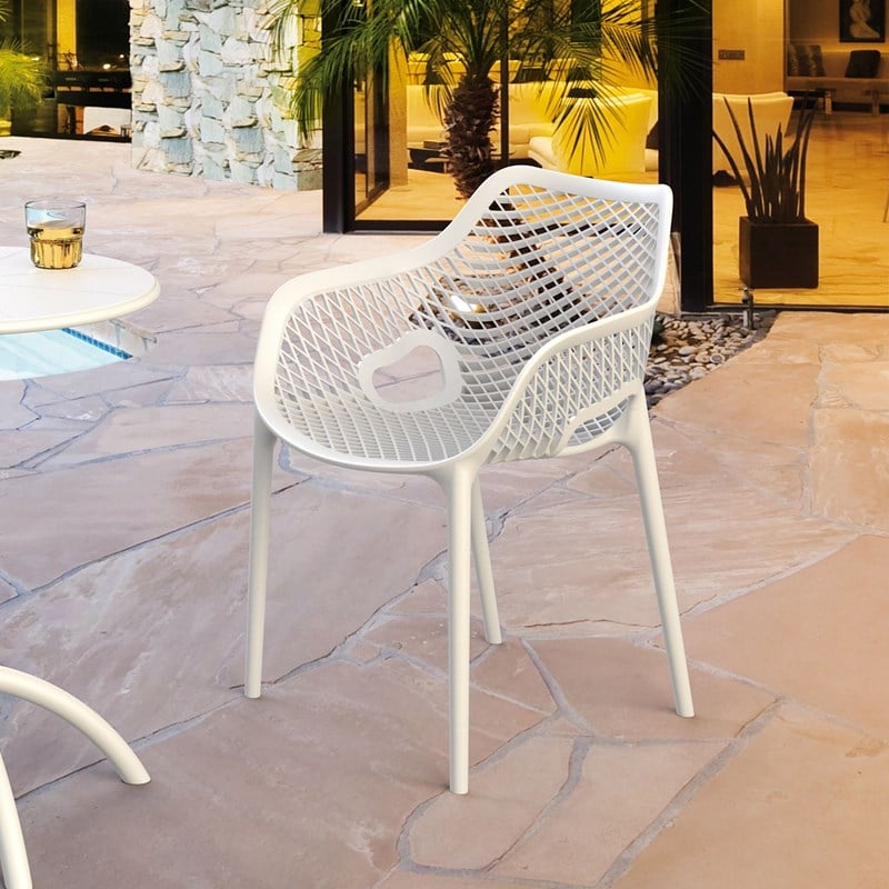 Compamia Air XL Outdoor Patio Dining Arm Chair in White