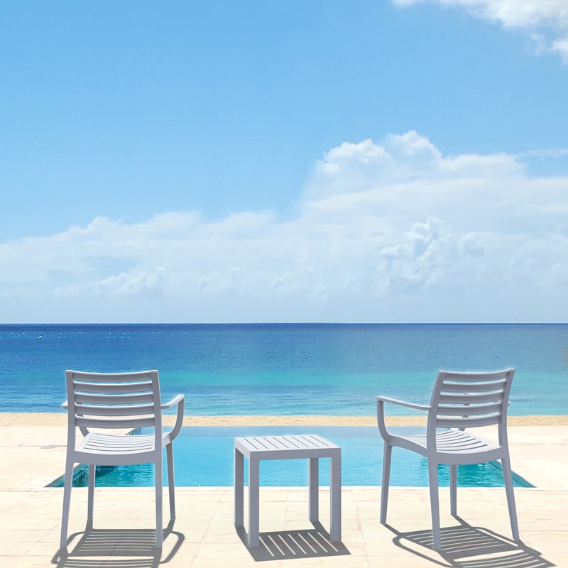Compamia Artemis Outdoor Patio Dining Arm Chair in Silver Gray