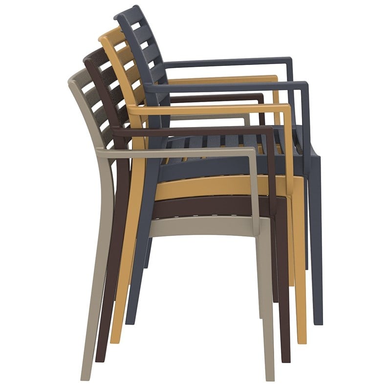 Compamia Artemis Outdoor Patio Dining Arm Chair in Silver Gray