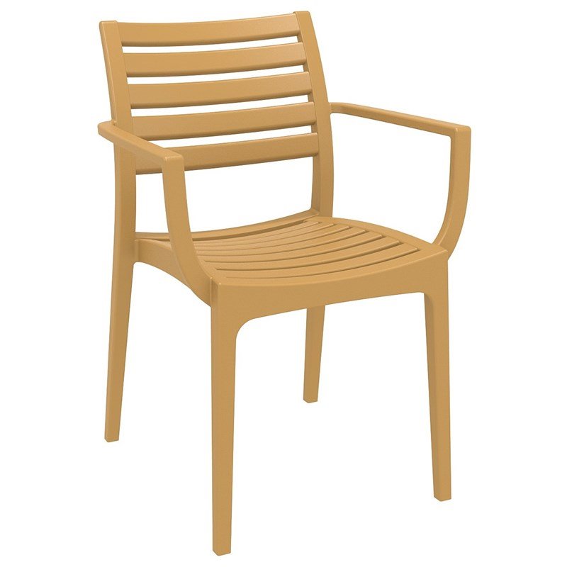 Compamia Artemis Outdoor Patio Dining Arm Chair in Teak Brown
