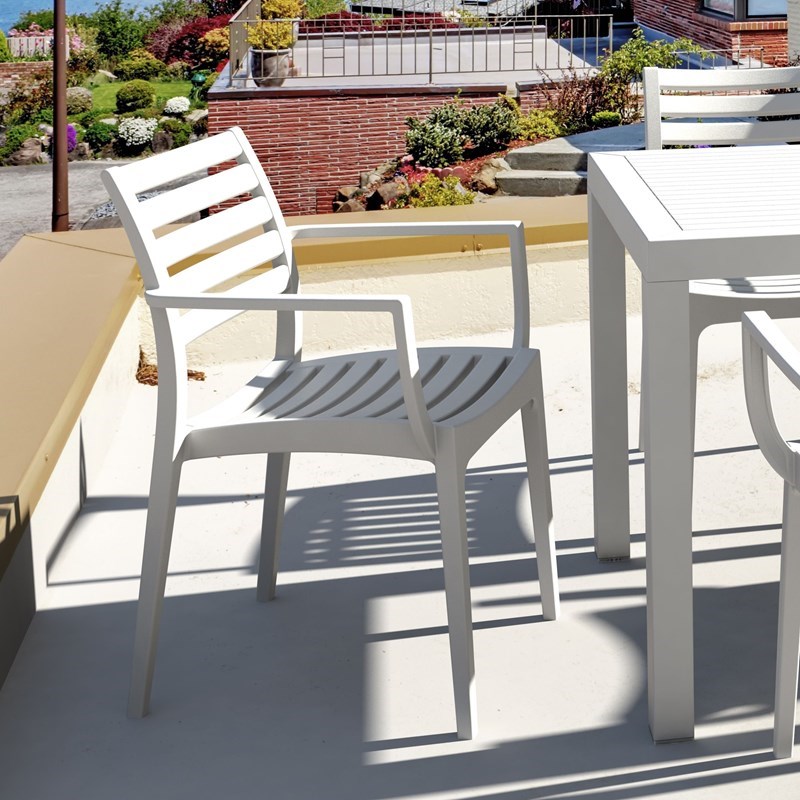 Compamia Artemis Outdoor Resin Patio Dining Arm Chair in White