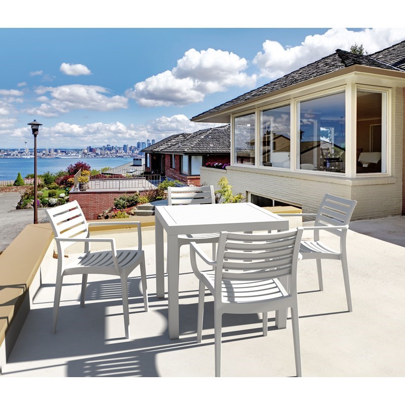 Compamia Artemis Outdoor Resin Patio Dining Arm Chair in White