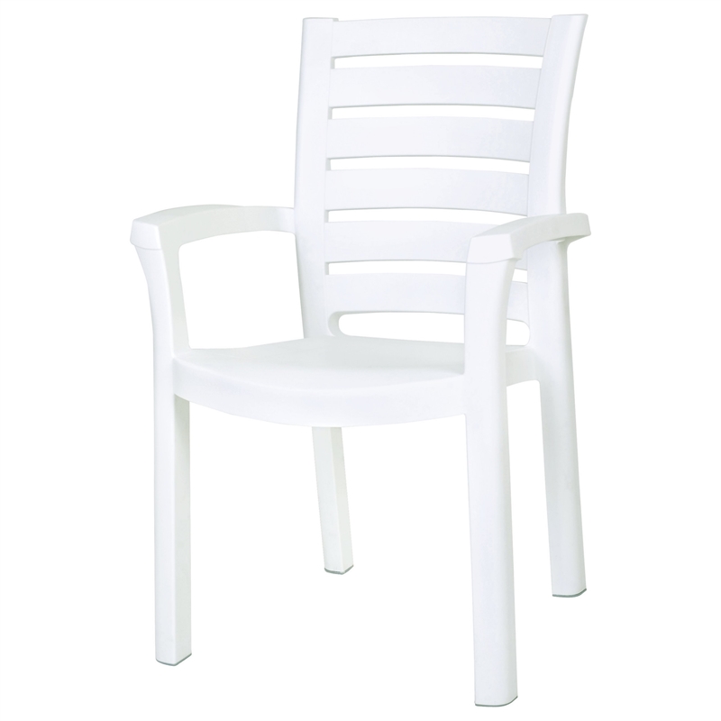 Compamia Marina Resin Patio Dining Arm Chair in White