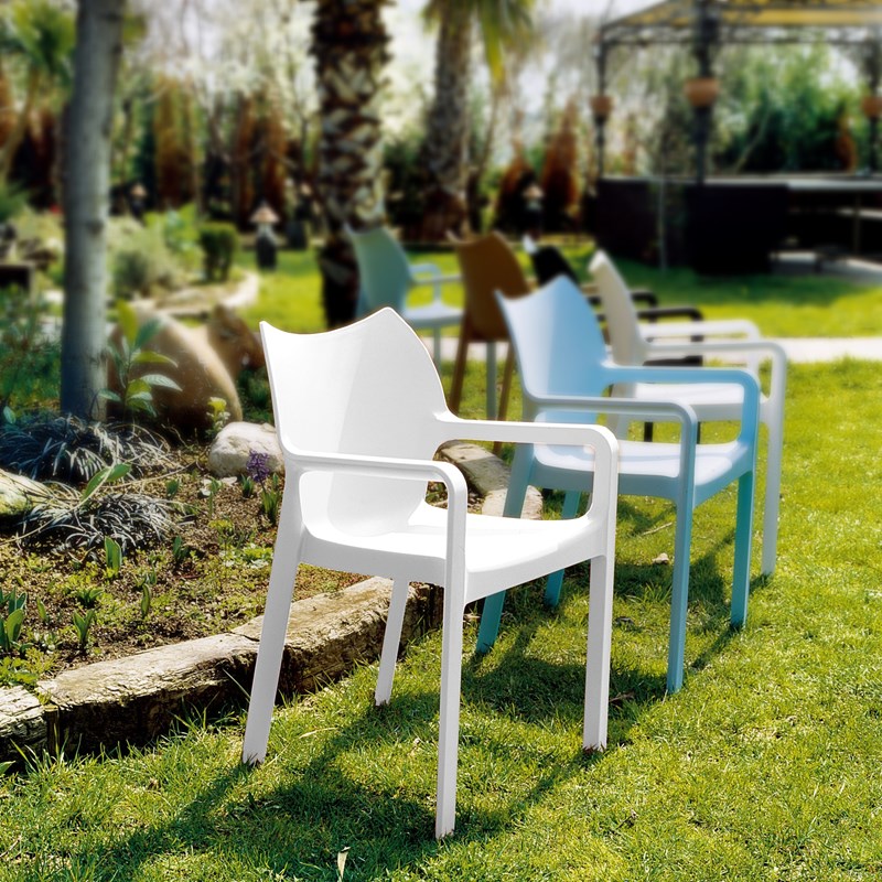 Compamia Diva Resin Outdoor Patio Dining Arm Chair in White
