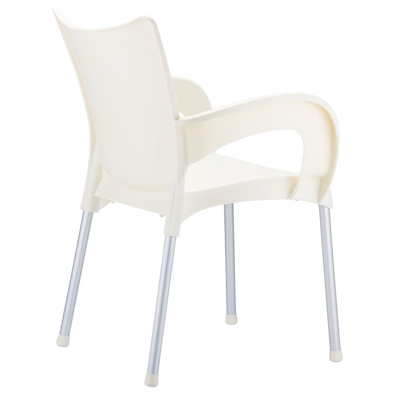 Compamia Romeo Resin Patio Dining Arm Chair in Beige
