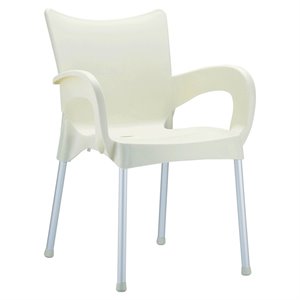 Compamia Romeo Resin Patio Dining Arm Chair in Beige