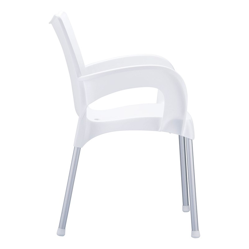 Compamia Romeo Resin Patio Dining Arm Chair in White