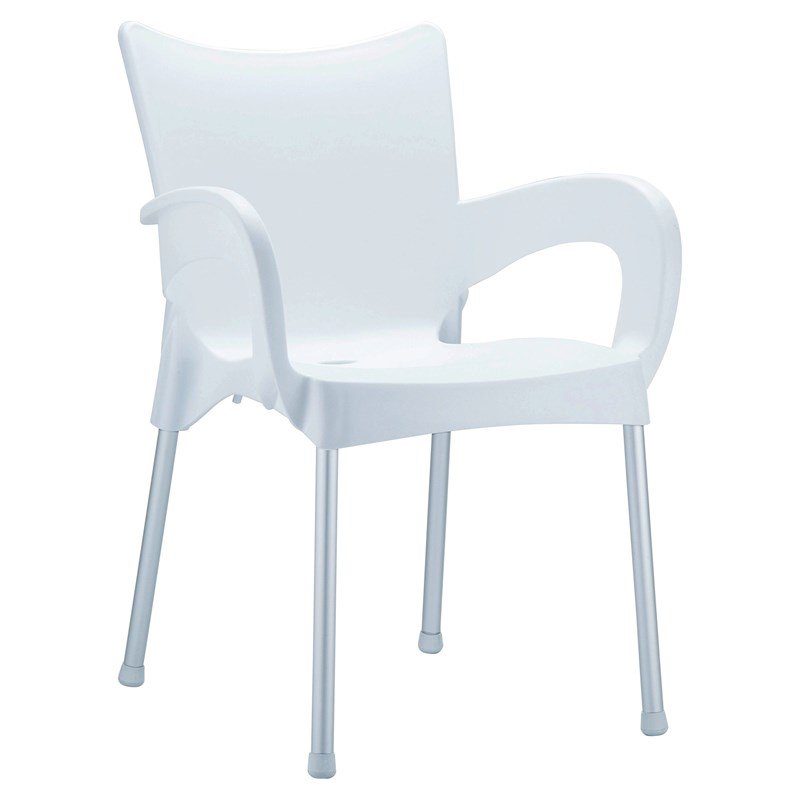 Compamia Romeo Resin Patio Dining Arm Chair in White