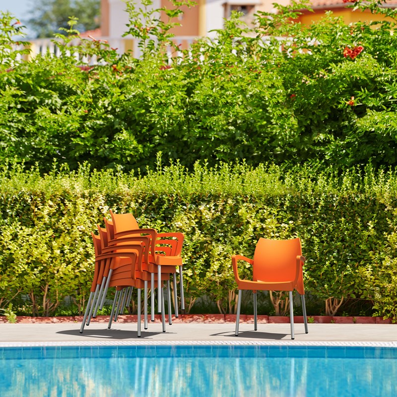 Compamia Dolce Resin Outdoor Arm Chair in Orange
