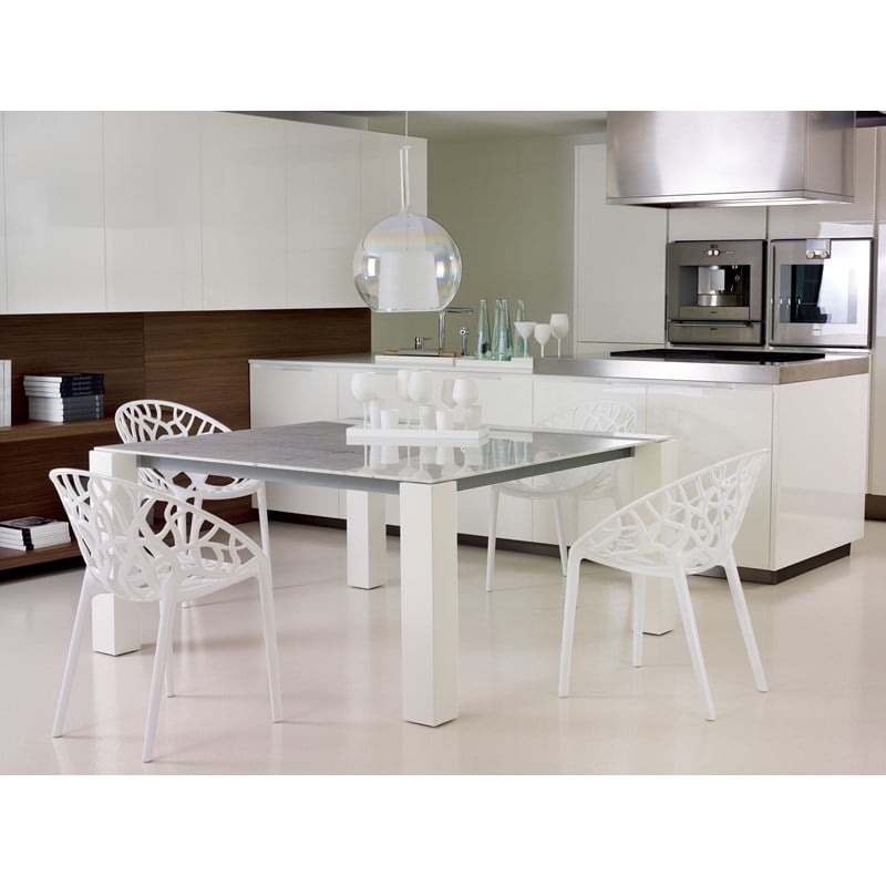 Compamia Crystal Polycarbonate Patio Dining Chair in Glossy White