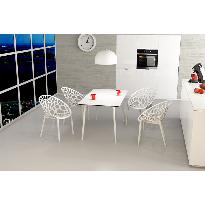 Compamia Crystal Polycarbonate Patio Dining Chair in Glossy White