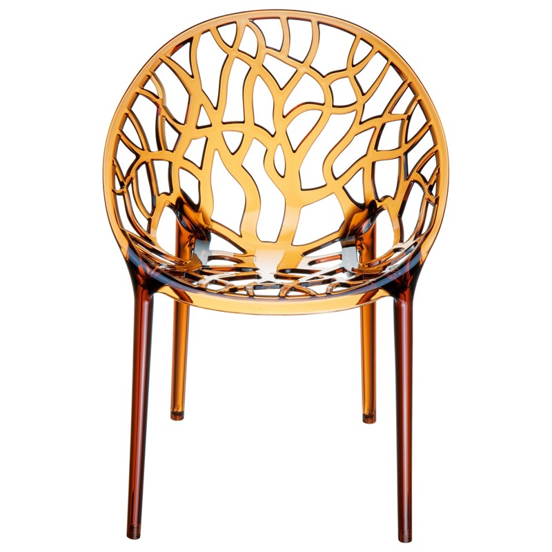 Compamia Crystal Polycarbonate Patio Dining Chair in Amber