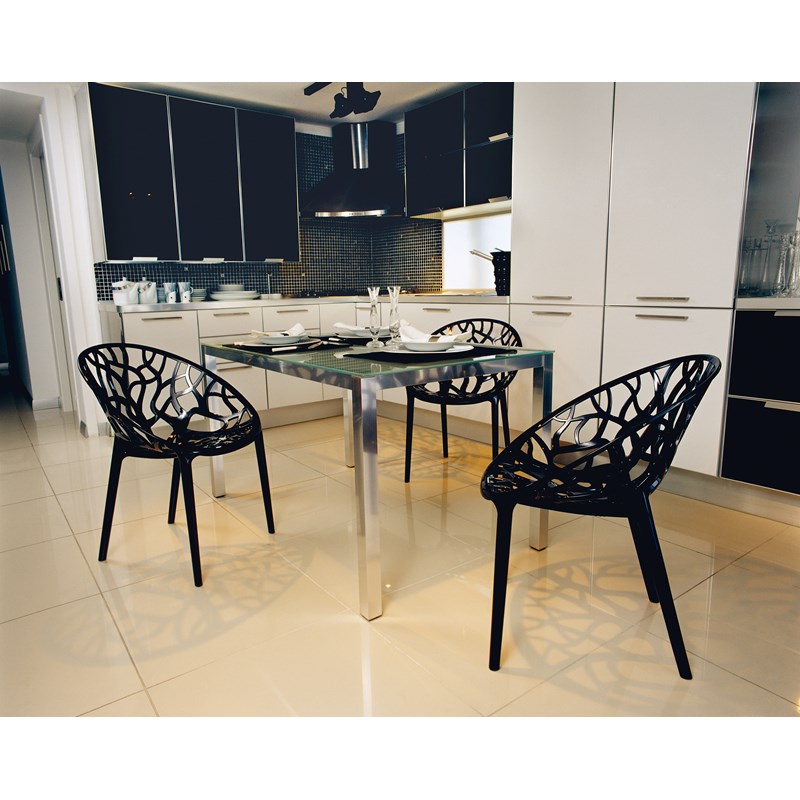 Compamia Crystal Polycarbonate Patio Dining Chair in Black