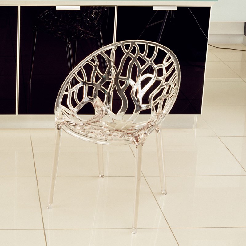 Compamia Crystal Polycarbonate Patio Dining Chair in Transparent