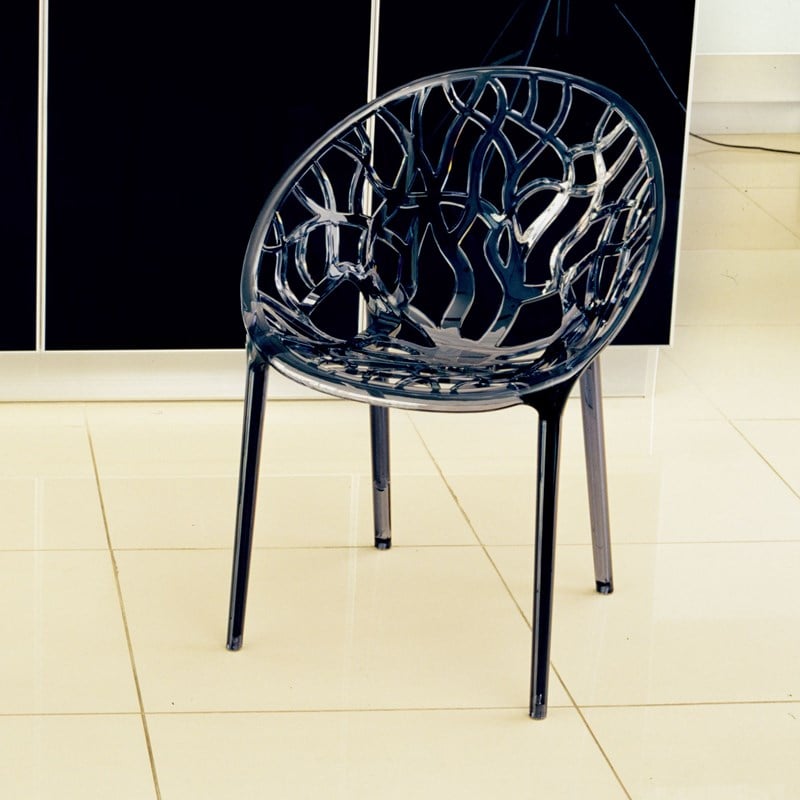 Compamia Crystal Polycarbonate Patio Dining Chair in Smoke Gray