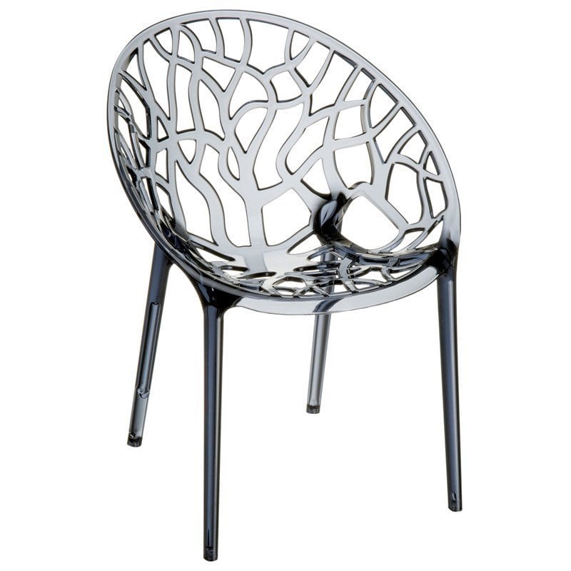 Compamia Crystal Polycarbonate Patio Dining Chair in Smoke Gray