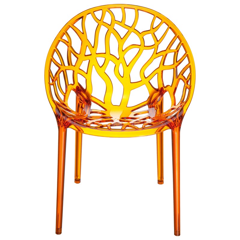 Compamia Crystal Polycarbonate Patio Dining Chair in Orange