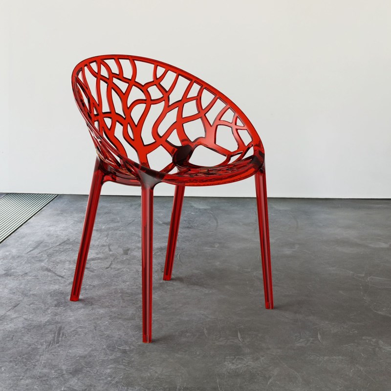 Compamia Crystal Polycarbonate Patio Dining Chair in Red