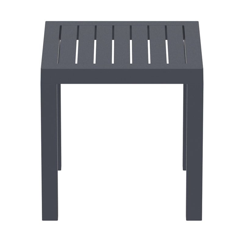Compamia Ocean Square Resin Patio Side Table in Dark Gray